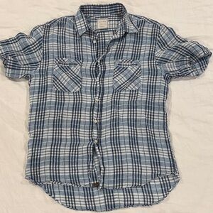 Billy Reid Blue Plaid Casual Button Down Shirt